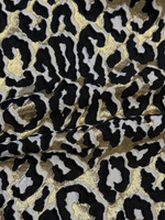 Жаккард шелк с п/э и люрексом Gucci золотой с черно-белым анималистичным принтом