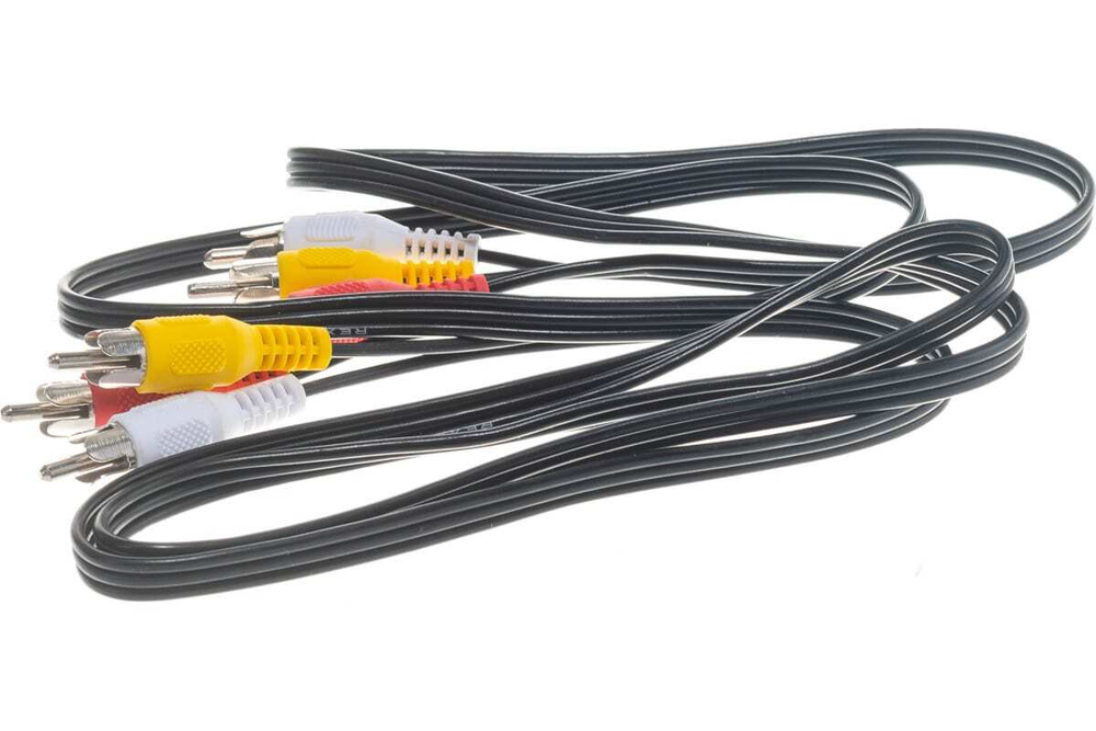 Шнур REXANT 3 RCA - 3 RCA, длина 1.5 метра, черный 17-0202