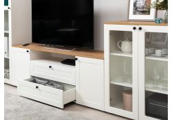 Витрина Опра 16.394.01 белый PE шагрень / дуб золотой craft