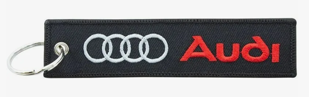 Брелок для ключей Ткань (Плоский) вышивка 13*3мм с кольцом- АУДИ\AUDI (без уп) 2020-28