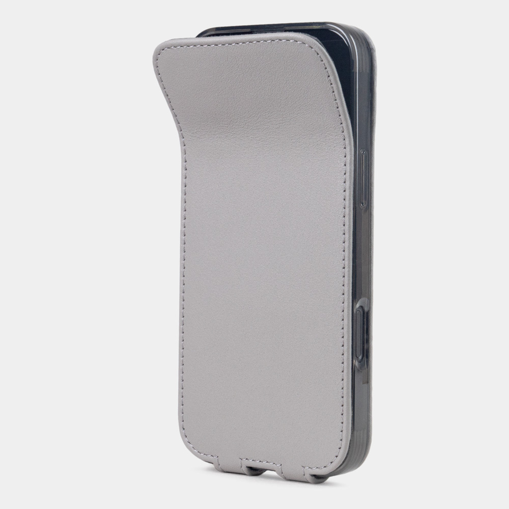 Кожаный чехол для iPhone 16 Pro Max, теленок серого цвета