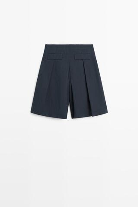 Massimo Dutti Шорты со складками изо льна, синий