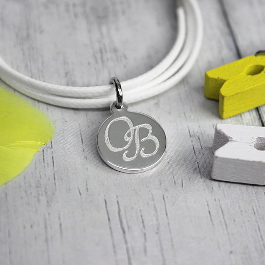 Кожаный браслет-шнур с серебряной монеткой с гравировкой на заказ (ручная работа)