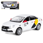 Модель 1:24 Яндекс Go LADA VESTA, белый, открываются 4 двери, капот, багажник, свет, звук