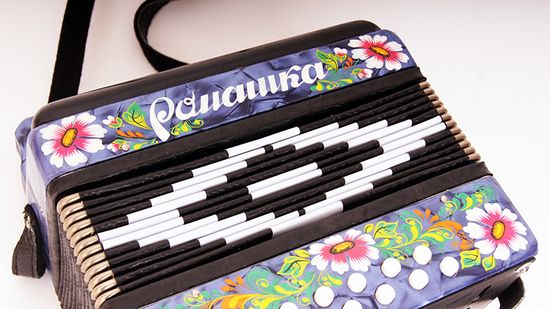 S20XL-C-BL Гармонь "Ромашка" 15х12-I, синяя, палехская роспись, Шуйская гармонь