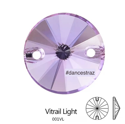 Стразы пришивные, Rivoli, Vitrail Light, 001VL, 12mm, (40 ea/pkg), 5A+best, (F2)