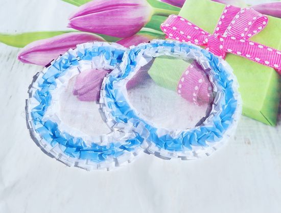 Свадебные кольца для украшения машины, голубые с белым