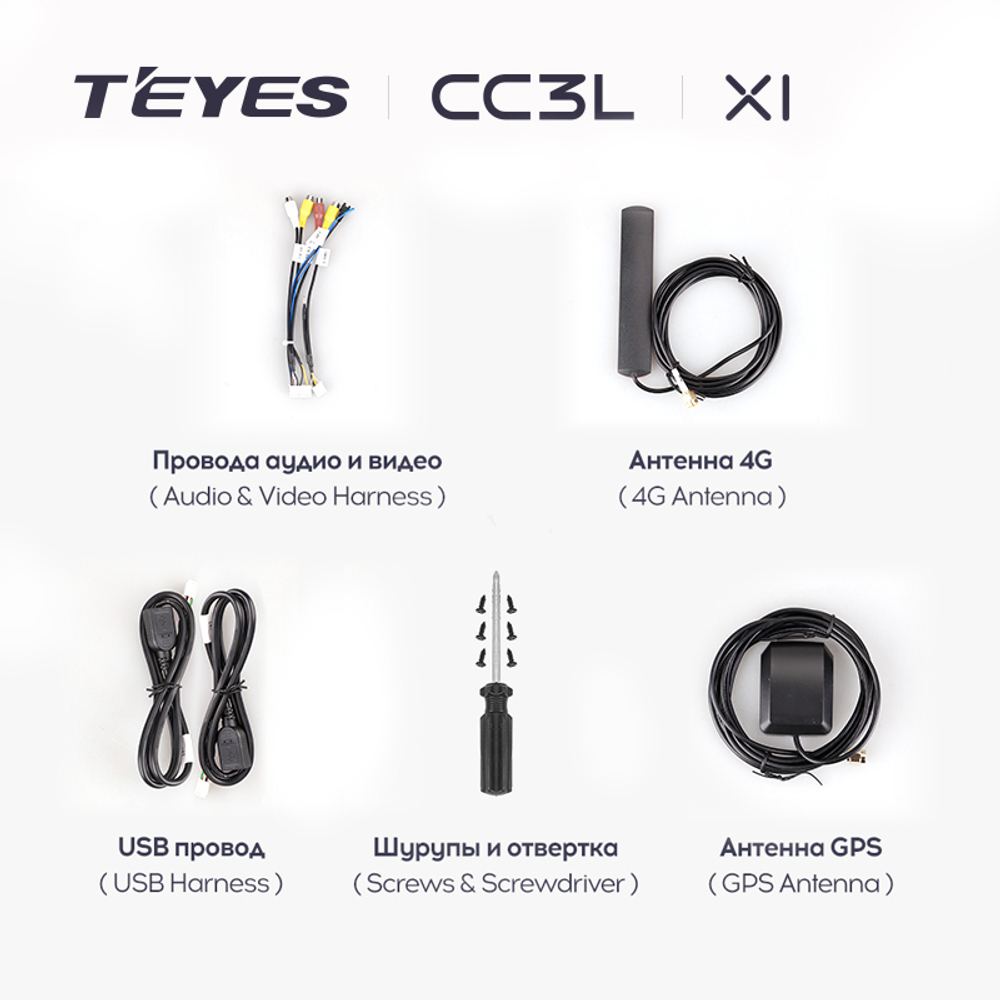 Стартовый пакет проводов и антенн для автомагнитол Teyes CC2 PLUS, CC3L, X1, SPRO PLUS, TPRO2