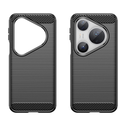 Мягкий защитный чехол с высокими бортиками для Huawei Pura 80 Pro, 80 Pro+ и 80 Ultra, серия Carbon (дизайн в стиле карбон)