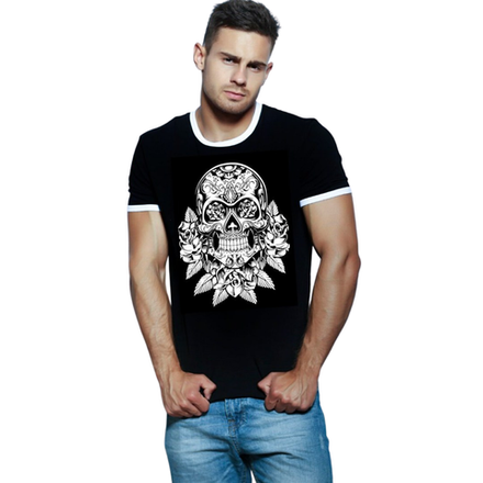 Мужская футболка черная с принтом Scandaloso Череп в розах 0102261m-EP