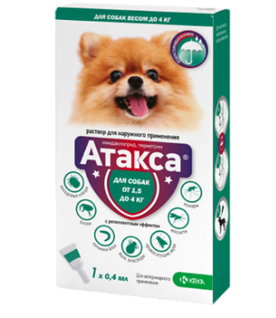 Атакса для собак от 1.5 до 4кг, 0.4мл, пипетка