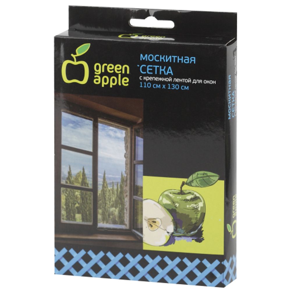 GBN002 GREEN APPLE Москитная сетка для окон 110*130см (сетка + крепежная лента) | GREEN APPLE