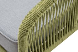 "Канны" кресло плетеное из роупа, каркас алюминий светло-серый (RAL7035) муар, роуп салатовый меланж круглый, ткань светло-серая