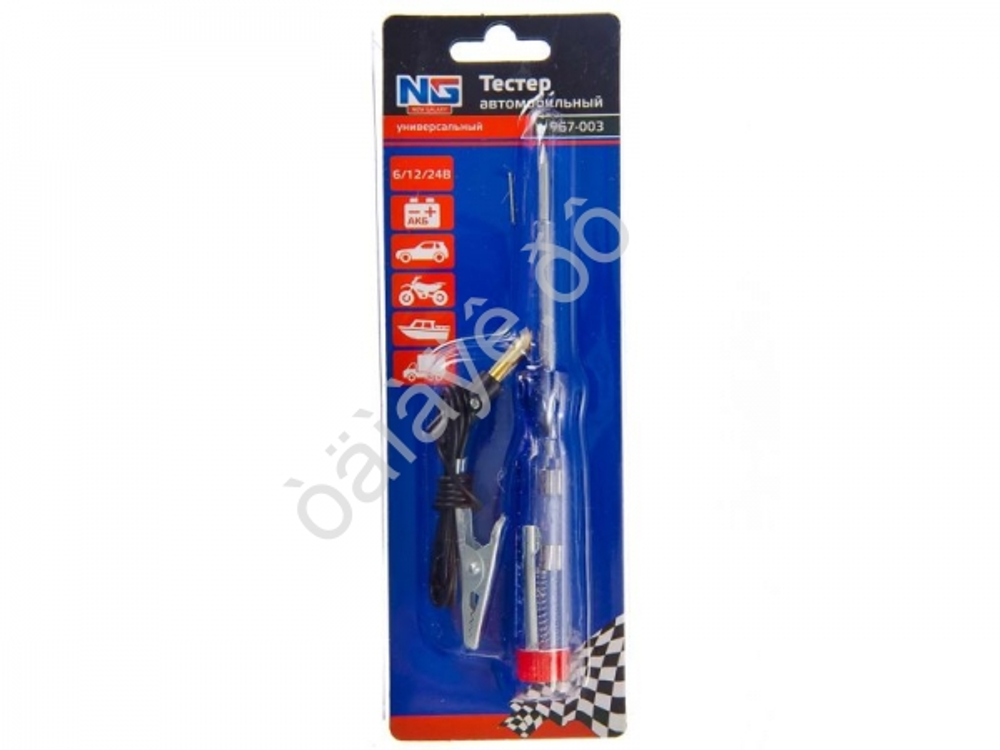 Тестер-отвертка (индикатор) 6-12-24v NEW GALAXY/ЕРМАК 967003 с крокодилом и прозвоном