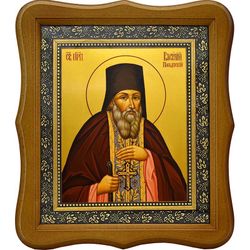 Василий (Кишкин) Площанский, преподобный иеросхимонах. Икона на холсте.