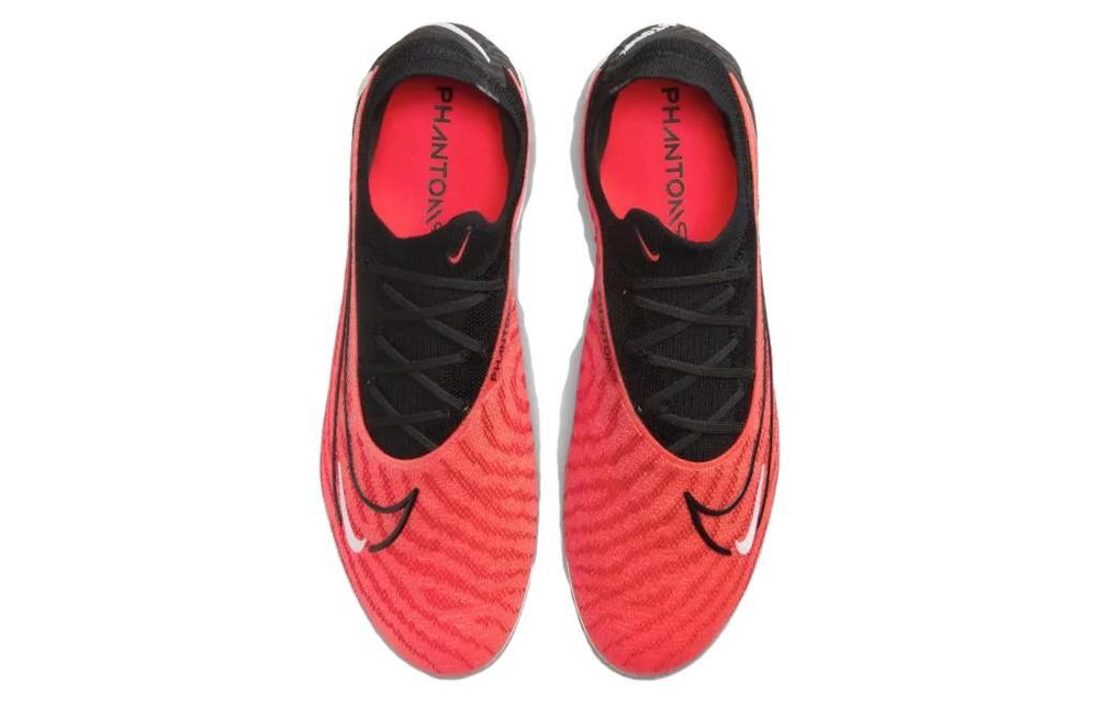 Nike Phantom GX round head lace-up AG (rubber short nails) artificial turf fabric shock absorption non-slip wear-resistant football shoes men's black and red