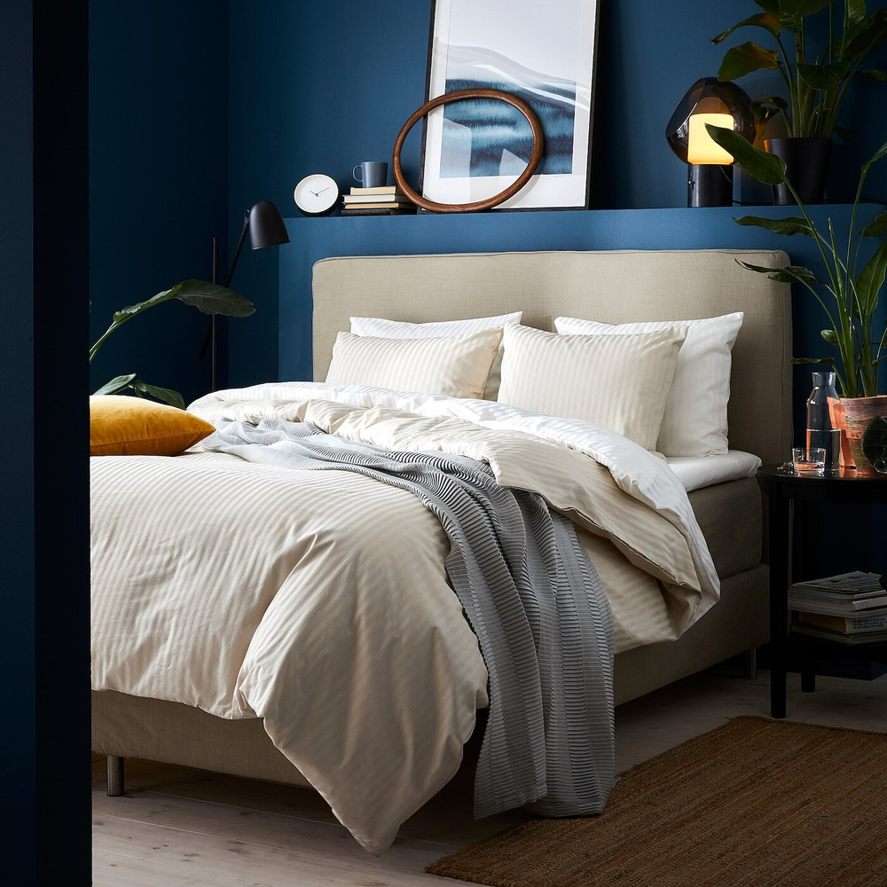 IKEA NATTJASMIN  (ИКЕА НАТТЙАСМИН)  -  Пододеяльник и 2 наволочки, светло-бежевый, 200x200/50x60 см