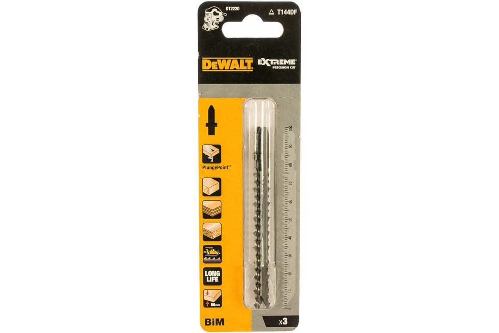 Пилка по дереву T144DF 100х75 мм, шаг 4.0, 3 шт. DEWALT DT2220