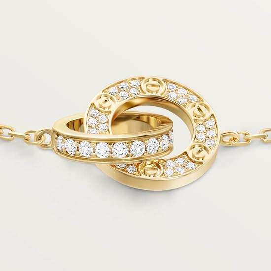 Cartier LOVE bracelet, on chain, paved in yellow gold