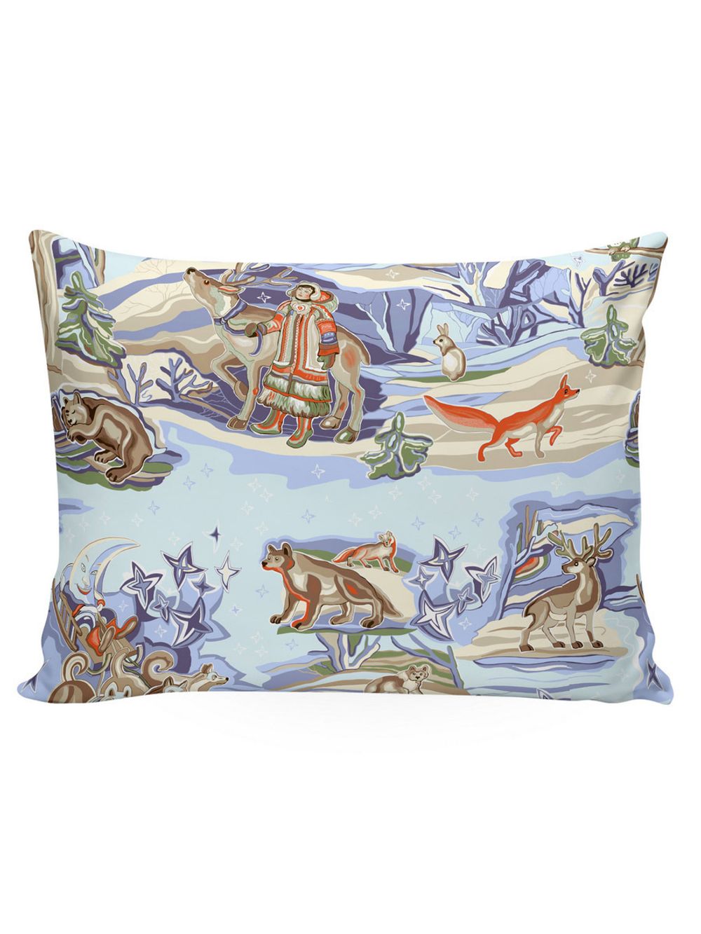 Постельное белье Сказка "Сказки севера/Орнамент" семейное Наволочка 50х70 см 2 шт Простынь 240х215 см Пододеяльник 145х215 см(2шт) , перкаль