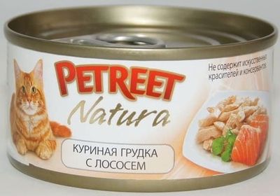 Влажный корм Petreet для кошек, куриная грудка с лососем 70г
