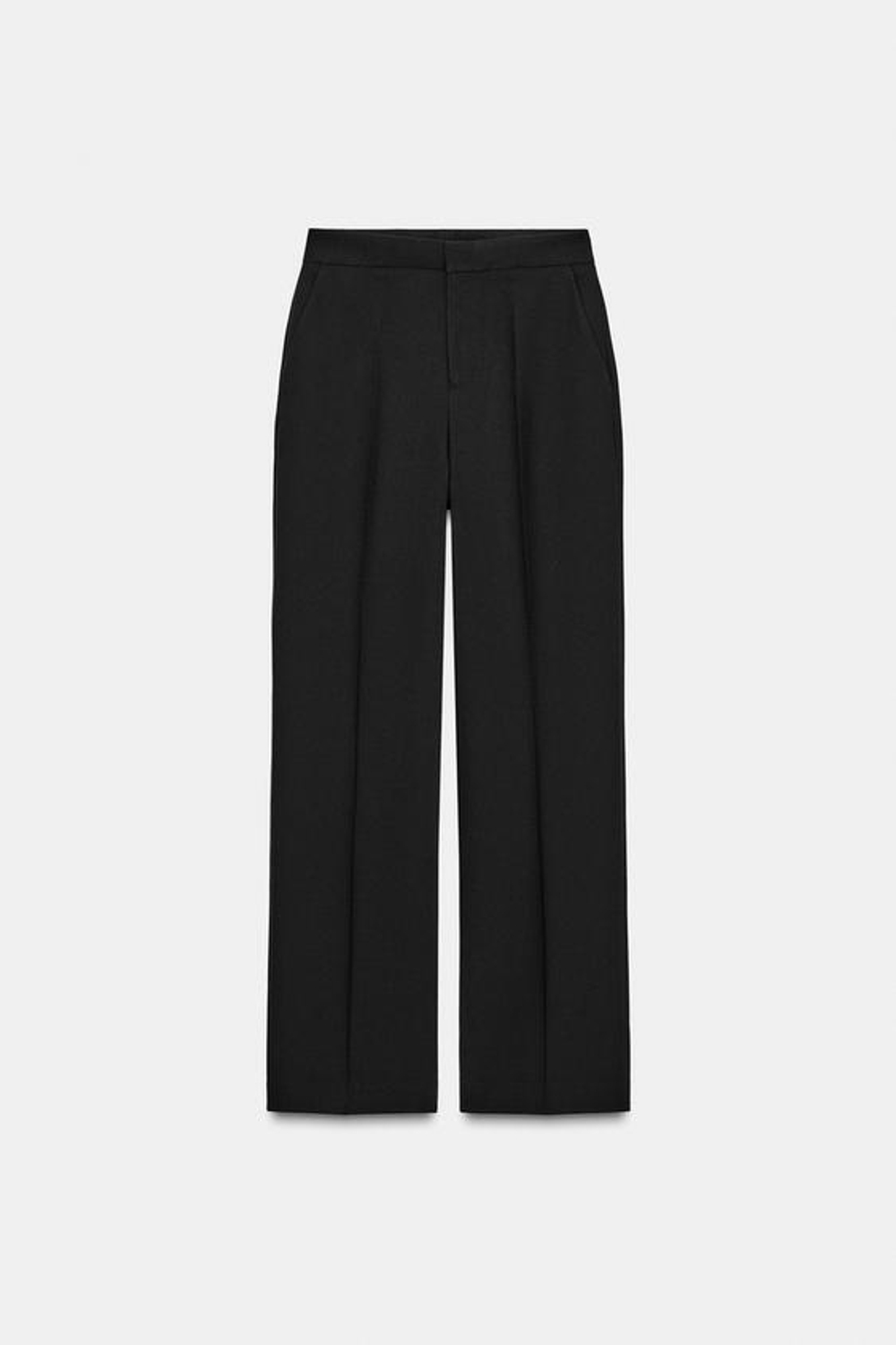 ZARA БРЮКИ ПРЯМОГО КРОЯ С ВЫСОКОЙ ПОСАДКОЙ, ЧЕРНЫЙ