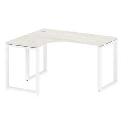 Metal System Стол криволинейный левый на О-образном м/к БО.СА-3 (L) Дуб Наварра/Металл Белый 1400*12