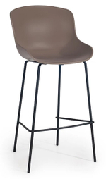 Стул барный пластиковый Papatya Globe-S Bar, черный, тортора