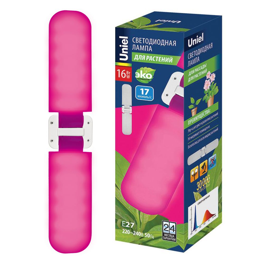 LED-P65-16W-SPSB-E27-FR-P2 PLP32WH Лампа светодиодная для растений. Форма P лепестковая. матовая. Спектр для рассады и цветения. Картон. ТМ Uniel
