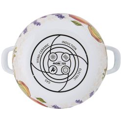 КАСТРЮЛЯ AGNESS ЭМАЛИРОВАННАЯ С ЭМАЛ.КРЫШКОЙ СЕРИЯ "ПРОВАНС ЛИМОНЫ" 5.0 Л, 24*14 СМ