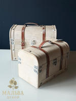 Набор из 2-х декоративных саквояжей белые 30x19x20см/35x23,5x25 см + 4,5/5 см ручки