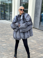 Шуба из меха финской чернобурки 70см