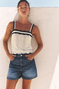 ZARА ШОРТЫ Z1975 MOM FIT HIGH WAIST, ВЫЦВЕТШИЙ СИНИЙ