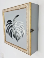 Полка квадратная "Монстера" в багетной раме с дверкой