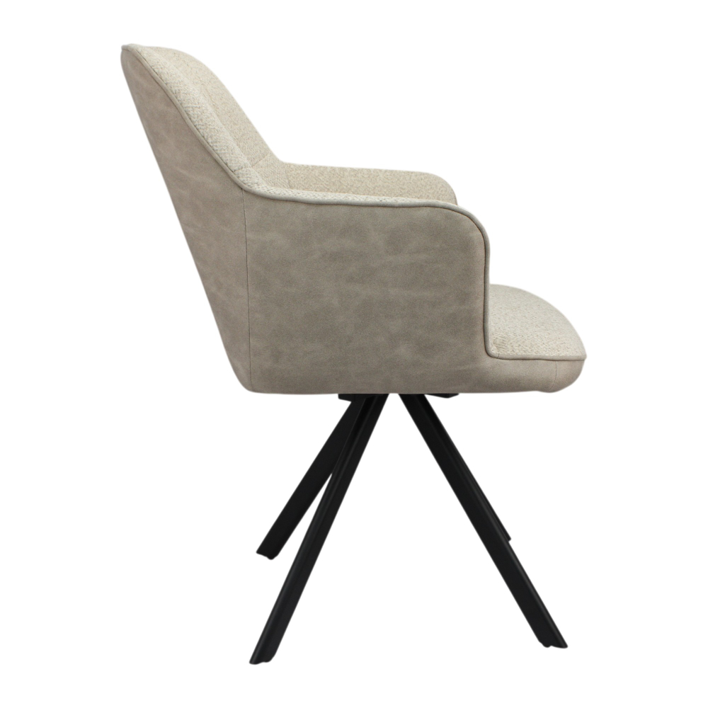 Стул поворотный "Ная М 360" (арт. 120П8), велюр Сити 01 / иск. нубук Кипрус 02, ножка профильная черная