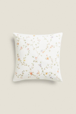 ZARA HOME ХЛОПКОВЫЙ ЧЕХОЛ ДЛЯ ДЕКОРАТИВНОЙ ПОДУШКИ С ПРИНТОМ, ЭКРЮ