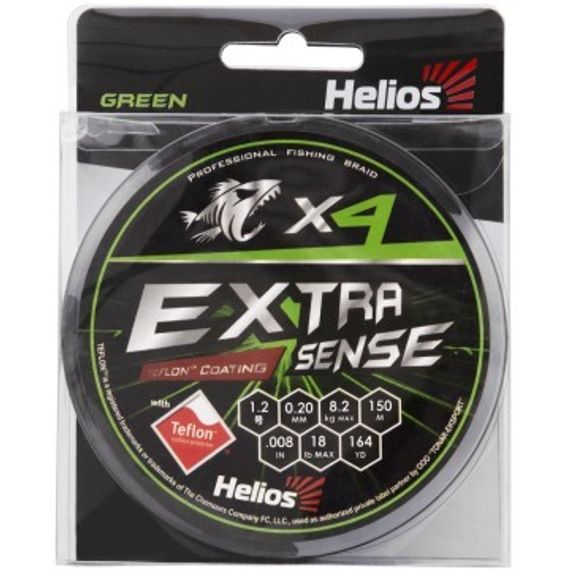 Шнур Helios Extrasense X4 PE Green 150m  1.2/18LB 0.20mm (HS-ES-X4-1.2/18LB)