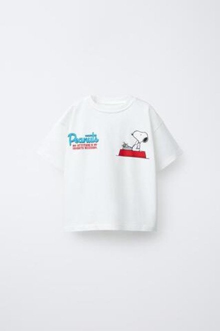 ZARA ФУТБОЛКА С ПРИНТОМ SNOOPY PEANUTS™, БЕЛЫЙ
