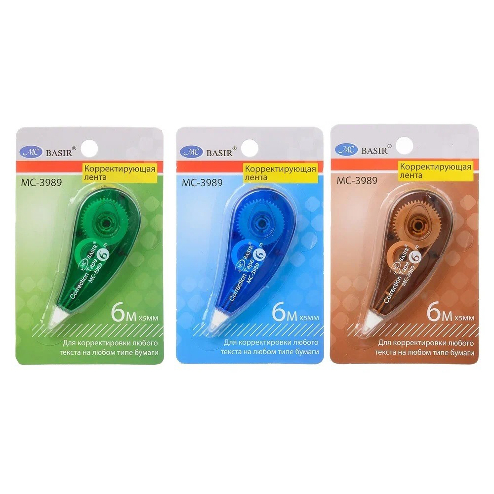 Корректирующая лента Basir, длина 6м, ширина 5 мм, ассорти