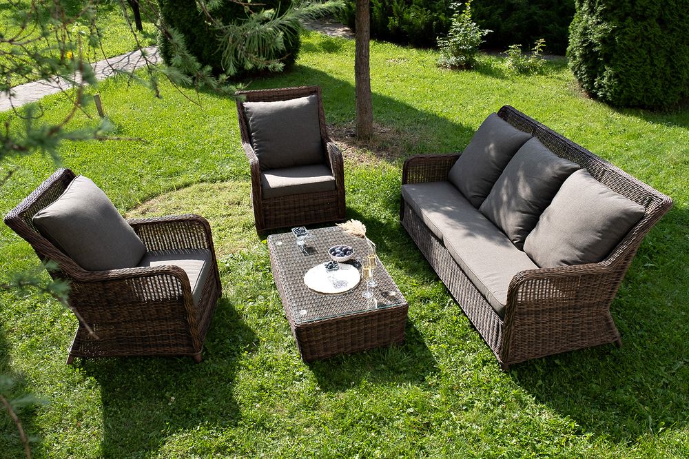 "Гляссе" лаунж-зона из искусственного ротанга, цвет коричневый