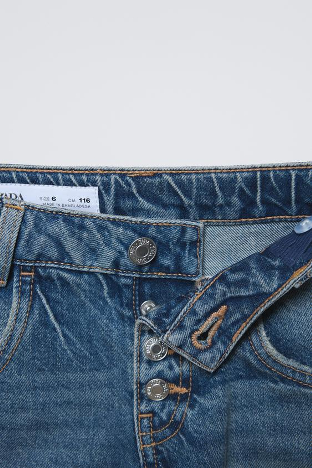 ZARA ДЖИНСЫ STRAIGHT С ПУГОВИЦАМИ, СИНИЙ