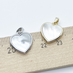 Подвеска Сердце, позолота, перламутр, размер 15,5*14 мм + бейл, цена за 1 шт