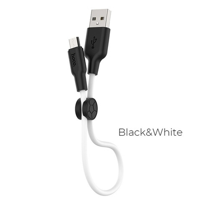 Кабель HOCO X21 Plus USB-microUSB 2.4A 0.25м Silicone White