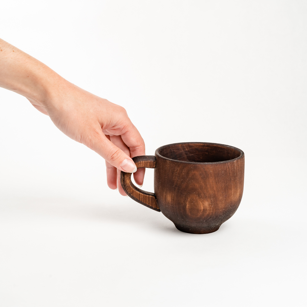 Деревянная большая кружка из кедра для напитков 350 мл. C77