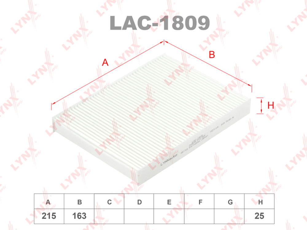 LAC-1809  LYNXauto Фильтр салонный
