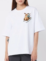 Футболка больших размеров с принтом олень и сани