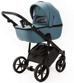 Детская коляска Adamex Nola Deluxe 2 в 1 N-SA63 (СЕРЫЙ С ГОЛУБЫМ КОЖА)