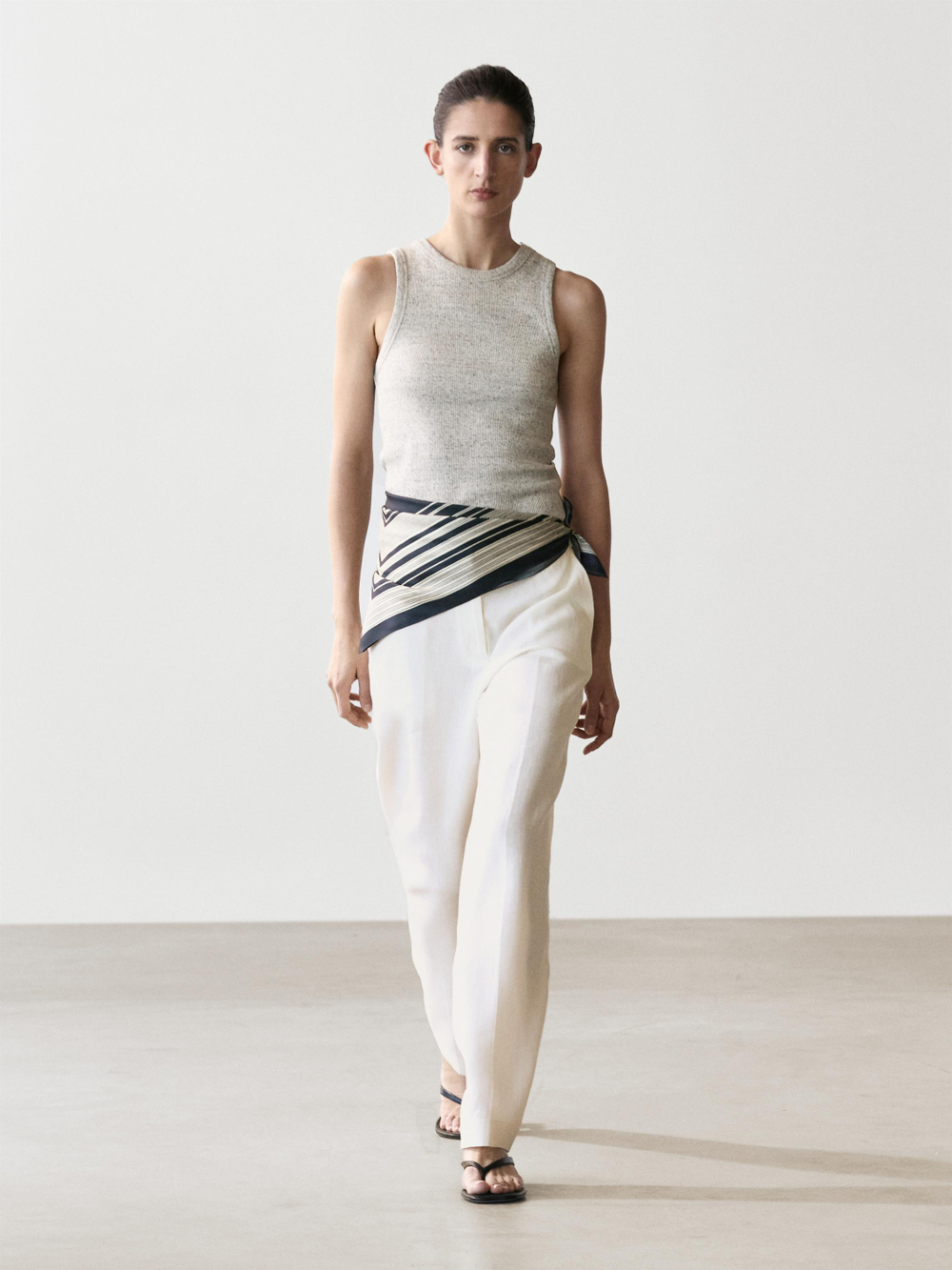 Massimo Dutti Брюки из льна, экрю