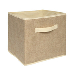 Короб-кубик для хранения "Лен", Д300 Ш300 В300, бежевый