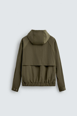 ZARA ЛЕГКАЯ НЕПРОМОКАЕМАЯ КУРТКА ИЗ ВЫСОКОТЕХНОЛОГИЧНОЙ ТКАНИ, ХАКИ